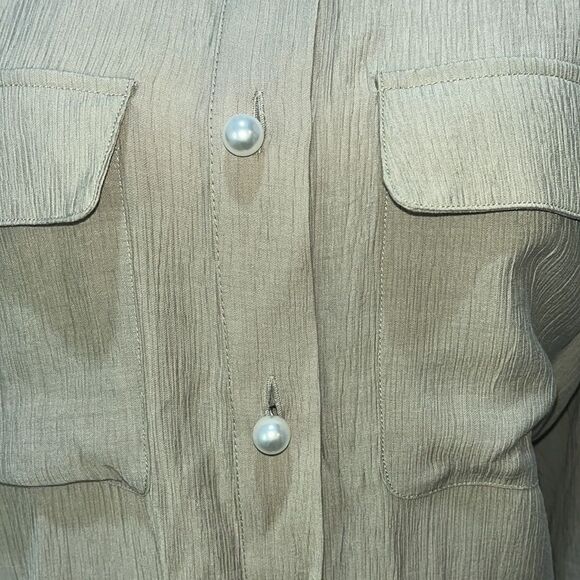 FTF Open Front Pocket Button Down Blouse - Picture 8 of 16